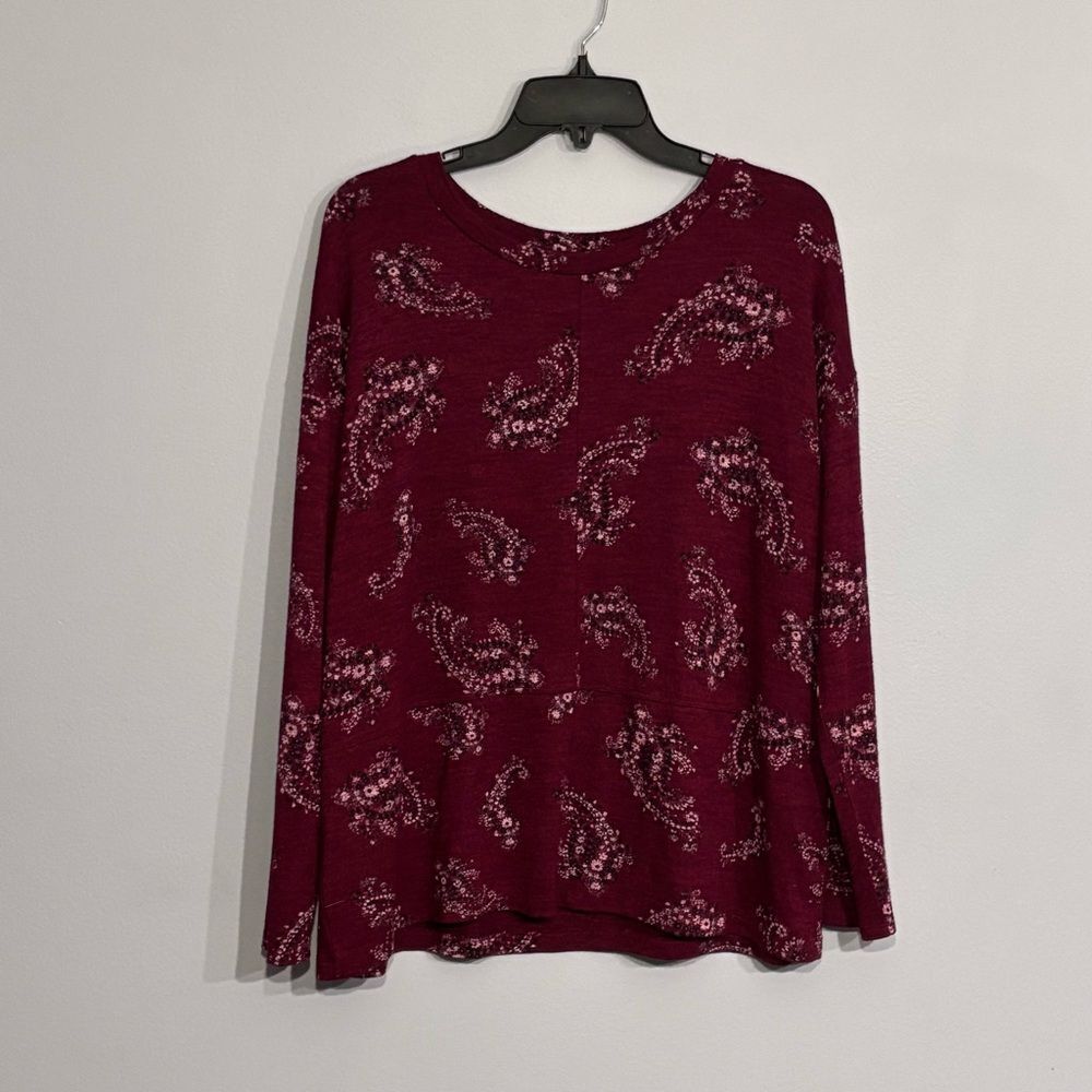 Liz Claiborne | Women’s Scoop Neck Paisley Print Long Sleeve Knit Top Blouse